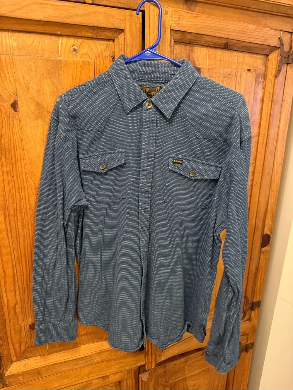 Howler Brothers Textured Slate Blue Button-Down Shirt